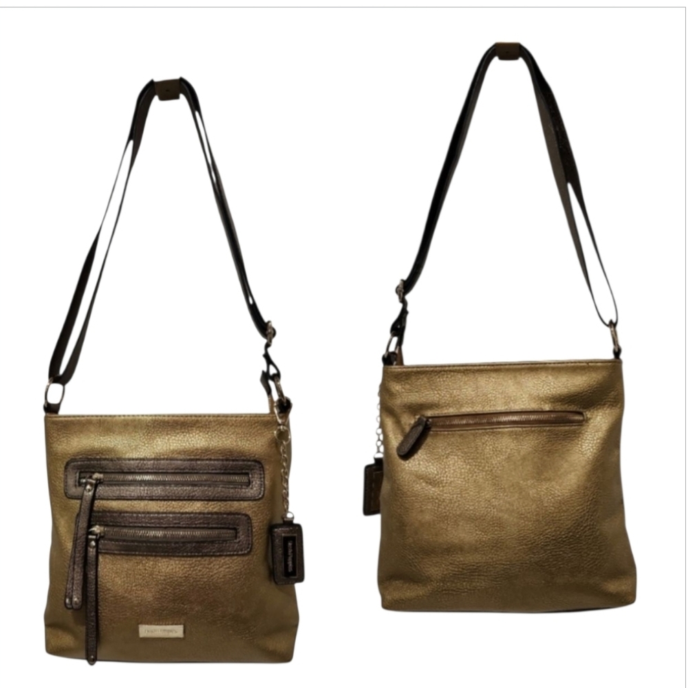 Hush Puppies Gold & Bronze Pebbled Crossbody Handbag Purse